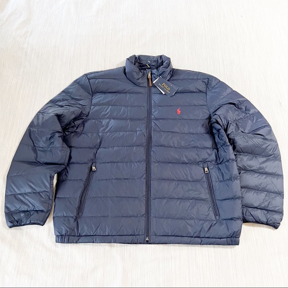 Polo Ralph Lauren Pony Full Zip Down Packable Jacket Men's Aviator Navy - Picture 2 of 14